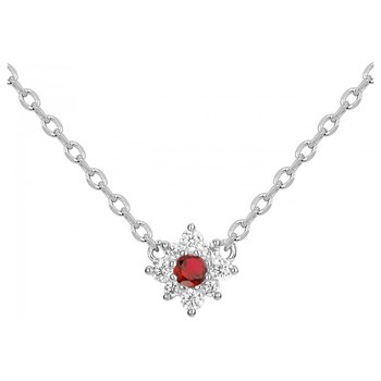 Collier mono-motif en Argent avec oxyde de zirconium rouge rubis