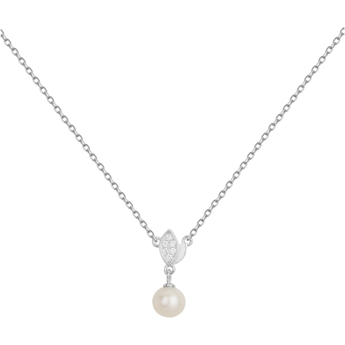 Collier mono-motif en Argent avec perle d'eau douce blanc