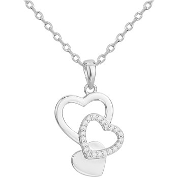 Collier mono-motif en Argent avec oxyde de zirconium blanc