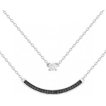 Collier double chaînes en Argent avec oxyde de zirconium noir