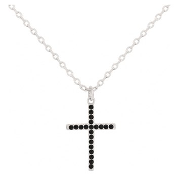 Collier mono-motif en Argent avec oxyde de zirconium noir