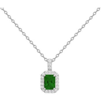 Collier mono-motif en Argent avec oxyde de zirconium vert emeraude