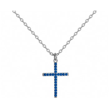 Collier mono-motif en Argent avec oxyde de zirconium bleu saphir