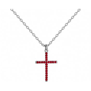 Collier mono-motif en Argent avec oxyde de zirconium rouge rubis