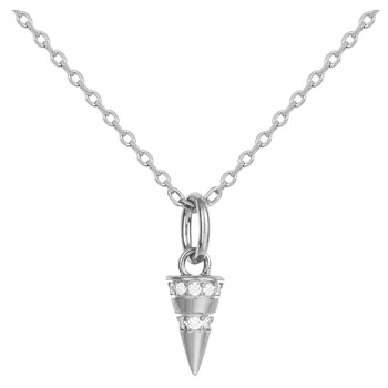 Collier mono-motif en Argent avec oxyde de zirconium blanc