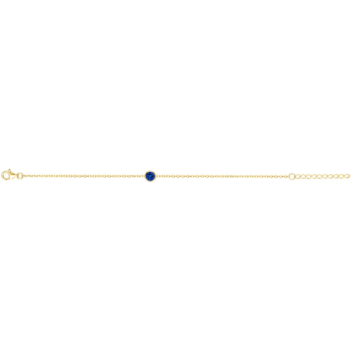 Bracelet souple mono-motif en Plaqué Or avec oxyde de zirconium bleu saphir