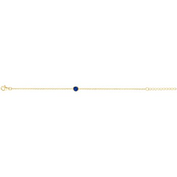 Bracelet souple mono-motif en Plaqué Or avec oxyde de zirconium bleu saphir