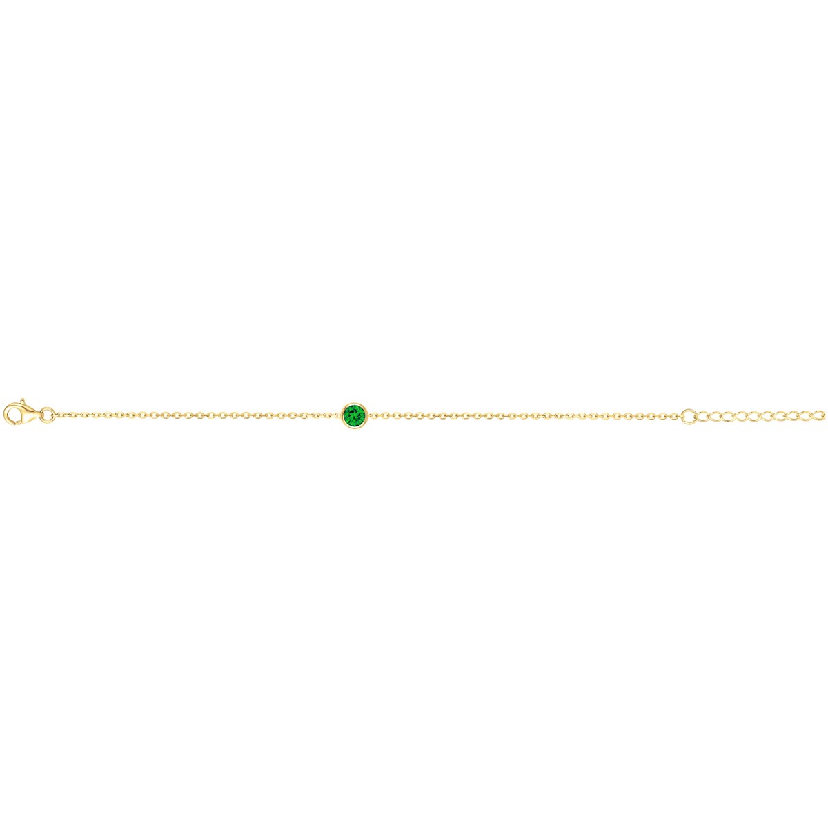 Bracelet souple mono-motif en Plaqué Or avec oxyde de zirconium vert emeraude