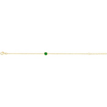 Bracelet souple mono-motif en Plaqué Or avec oxyde de zirconium vert emeraude