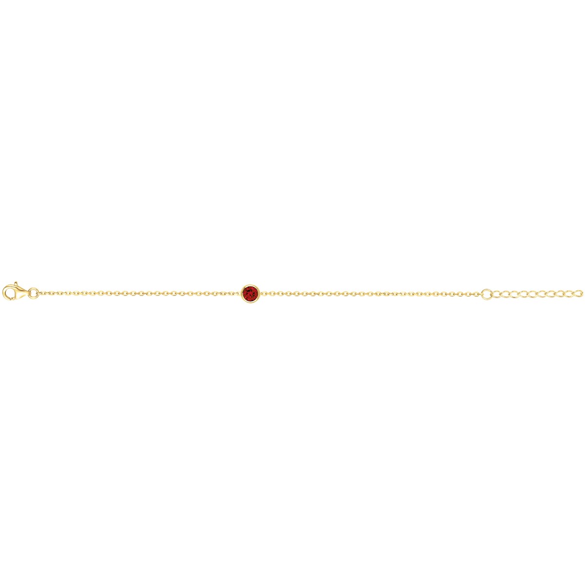 Bracelet souple mono-motif en Plaqué Or avec oxyde de zirconium rouge rubis