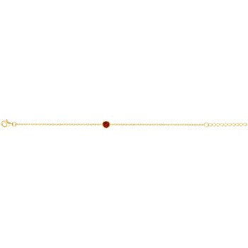 Bracelet souple mono-motif en Plaqué Or avec oxyde de zirconium rouge rubis
