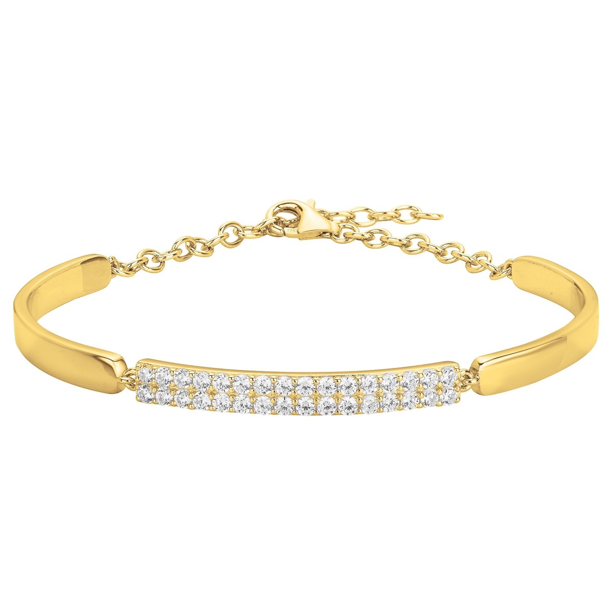 Bracelet semi-rigide en Plaqué Or avec oxyde de zirconium blanc