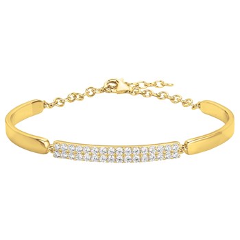 Bracelet semi-rigide en Plaqué Or avec oxyde de zirconium blanc