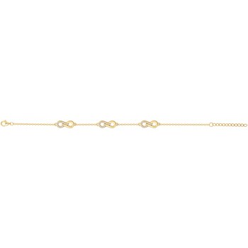Bracelet souple multi-motifs en Plaqué Or avec oxyde de zirconium blanc