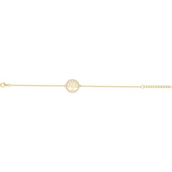 Bracelet souple mono-motif en Plaqué Or avec oxyde de zirconium blanc