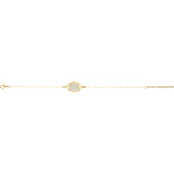 Bracelet souple mono-motif en Plaqué Or avec oxyde de zirconium blanc