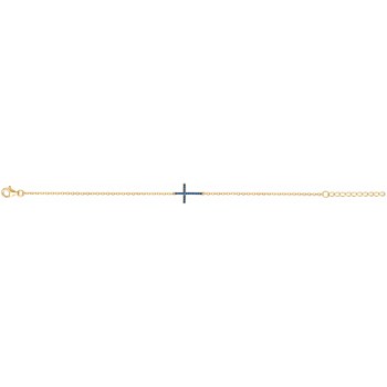 Bracelet souple mono-motif en Plaqué Or avec oxyde de zirconium bleu saphir