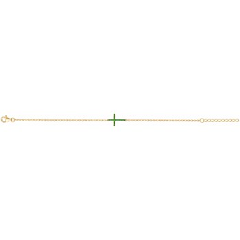 Bracelet souple mono-motif en Plaqué Or avec oxyde de zirconium vert emeraude