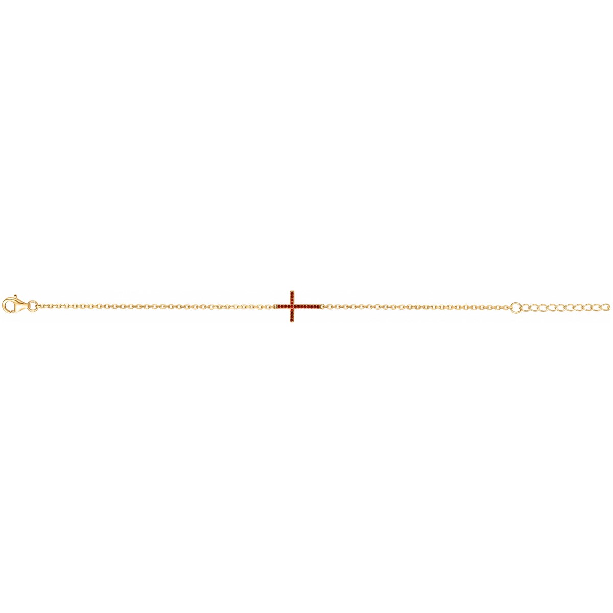Bracelet souple mono-motif en Plaqué Or avec oxyde de zirconium rouge rubis