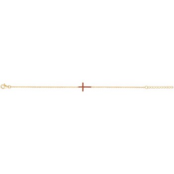 Bracelet souple mono-motif en Plaqué Or avec oxyde de zirconium rouge rubis