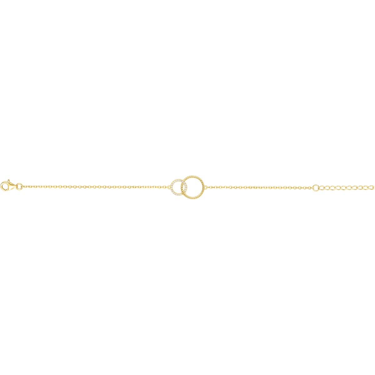 Bracelet souple mono-motif en Plaqué Or avec oxyde de zirconium blanc