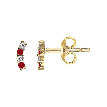 Boucles d'oreilles en Plaqué Or avec spinelle rouge rubis
