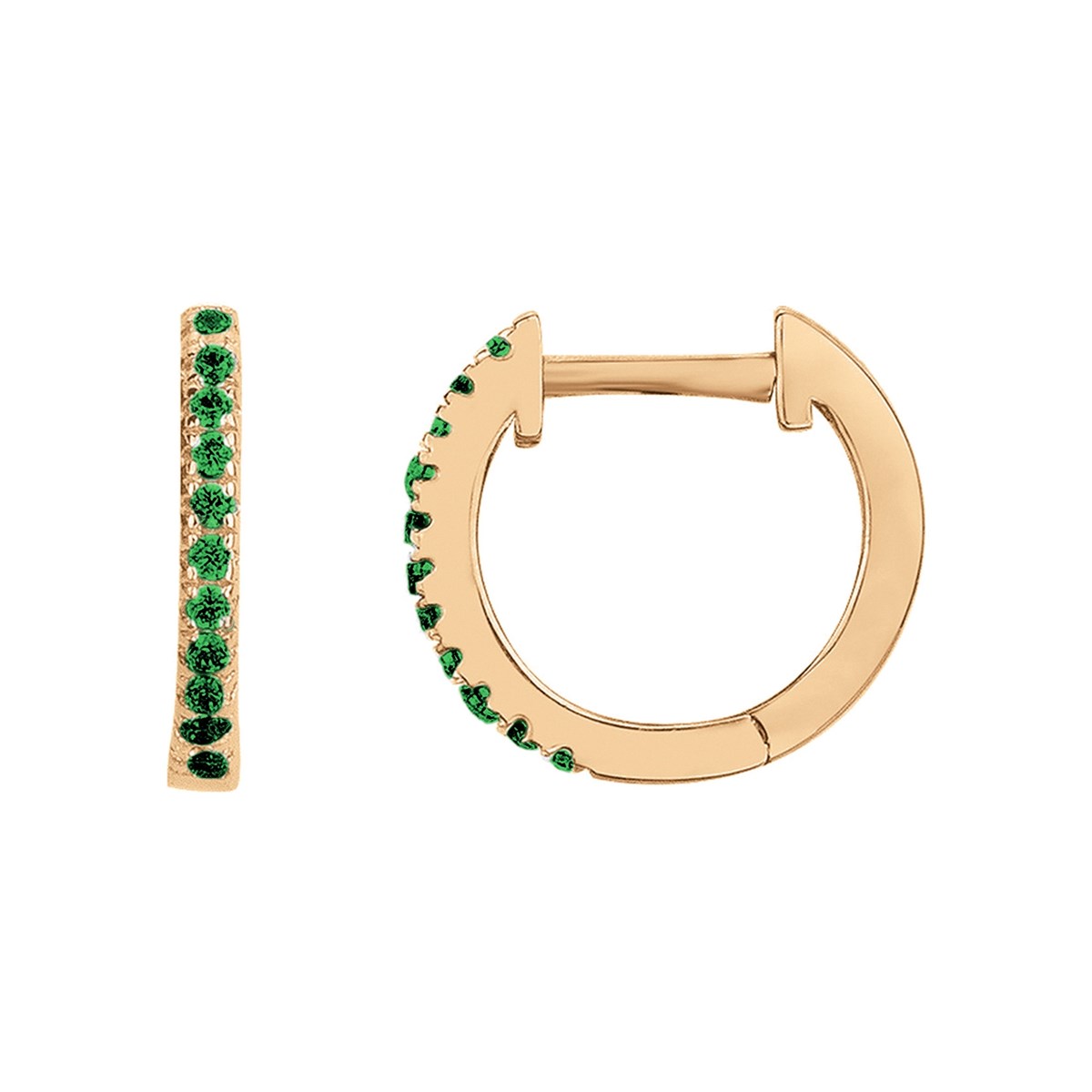 Créoles en Plaqué Or avec oxyde de zirconium vert emeraude