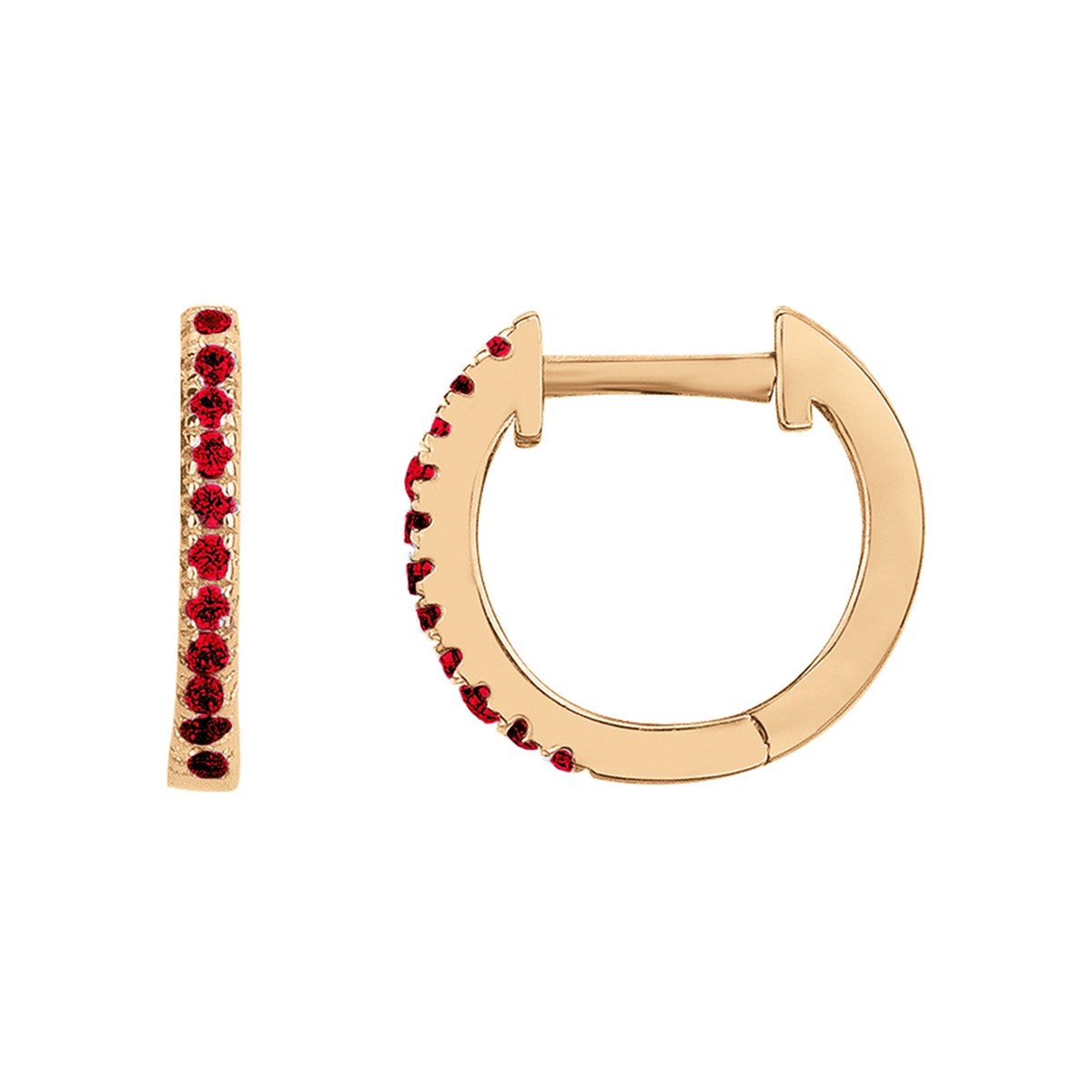 Créoles en Plaqué Or avec oxyde de zirconium rouge rubis