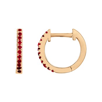 Créoles en Plaqué Or avec oxyde de zirconium rouge rubis