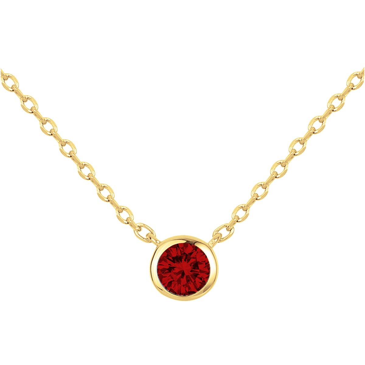 Collier mono-motif en Plaqué Or avec oxyde de zirconium rouge rubis