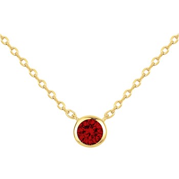 Collier mono-motif en Plaqué Or avec oxyde de zirconium rouge rubis