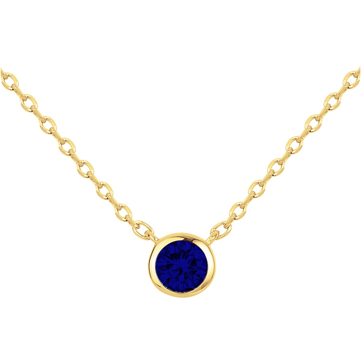 Collier mono-motif en Plaqué Or avec oxyde de zirconium bleu saphir