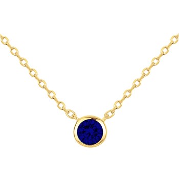 Collier mono-motif en Plaqué Or avec oxyde de zirconium bleu saphir