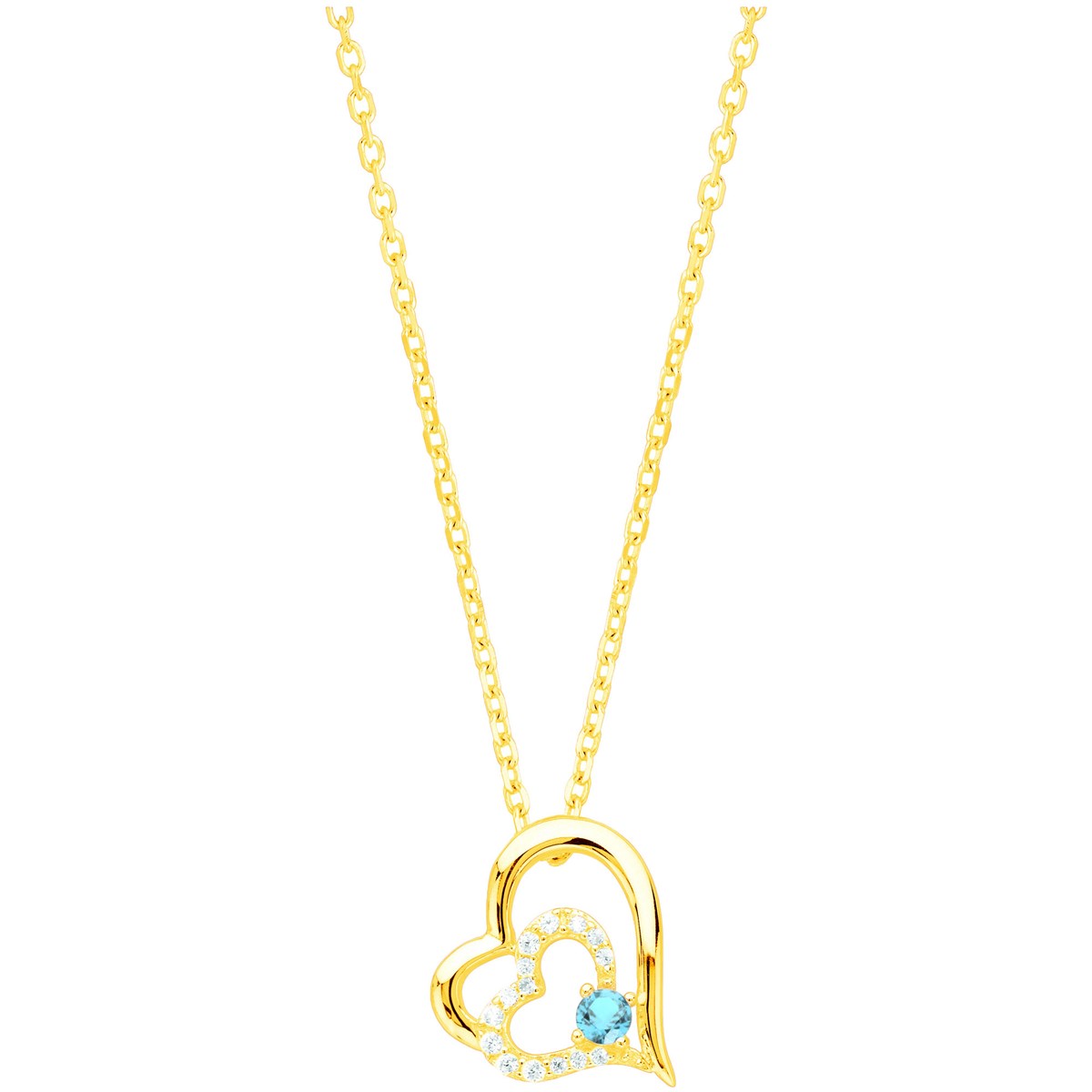 Collier en Plaqué Or avec oxyde de zirconium bleu topaze