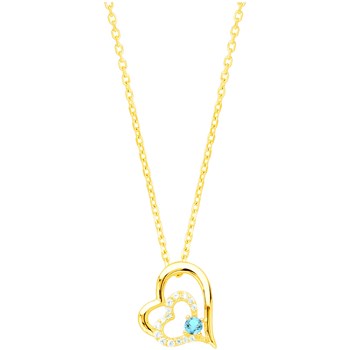 Collier en Plaqué Or avec oxyde de zirconium bleu topaze