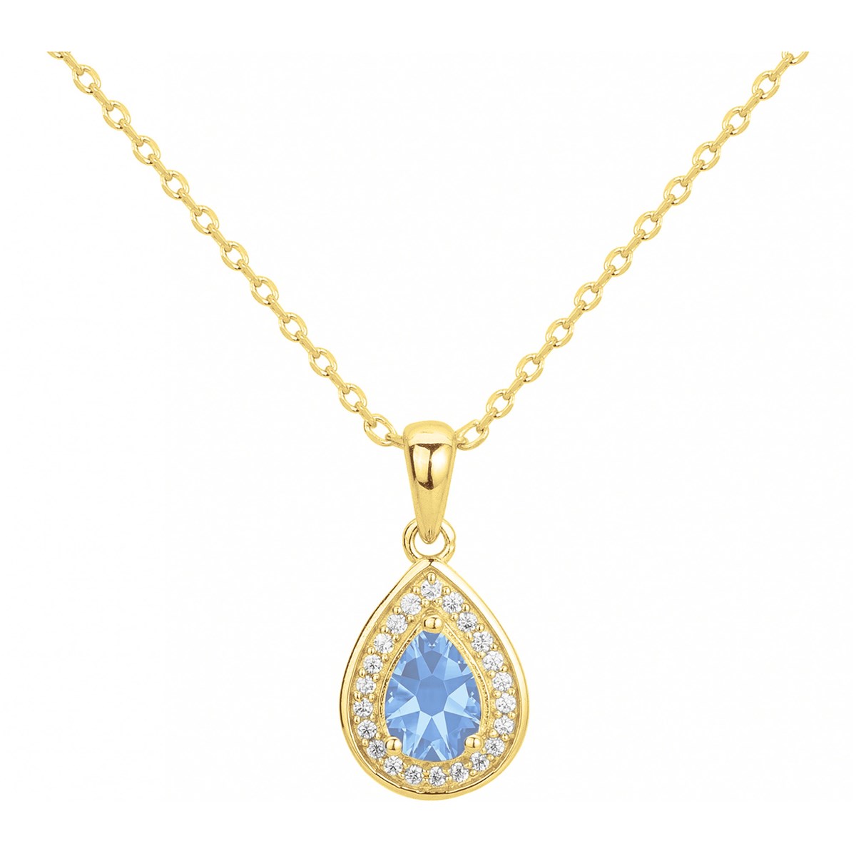 Collier en Plaqué Or avec oxyde de zirconium bleu topaze