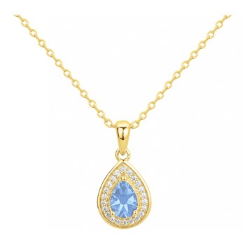 Collier en Plaqué Or avec oxyde de zirconium bleu topaze