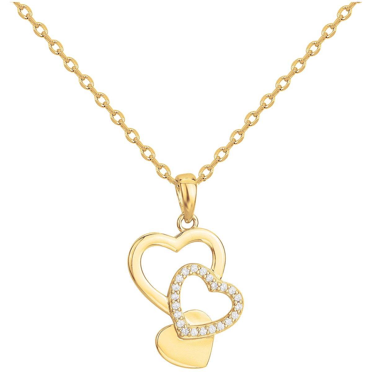 Collier mono-motif en Plaqué Or avec oxyde de zirconium blanc