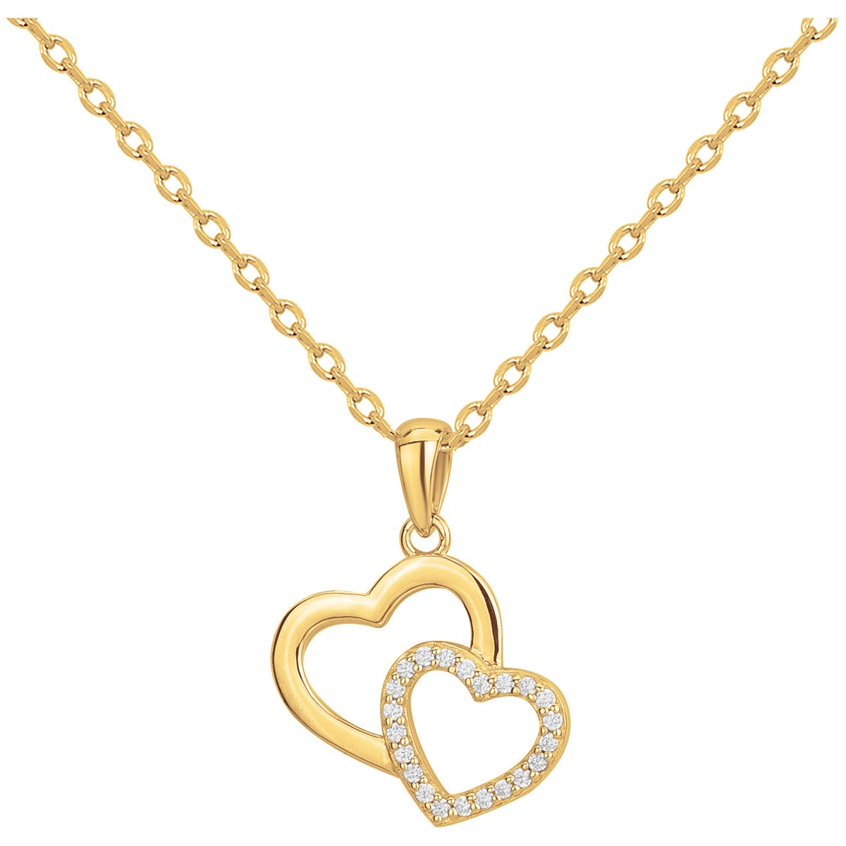 Collier mono-motif en Plaqué Or avec oxyde de zirconium blanc