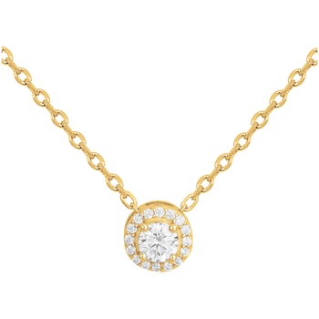 Collier mono-motif en Plaqué Or avec oxyde de zirconium blanc