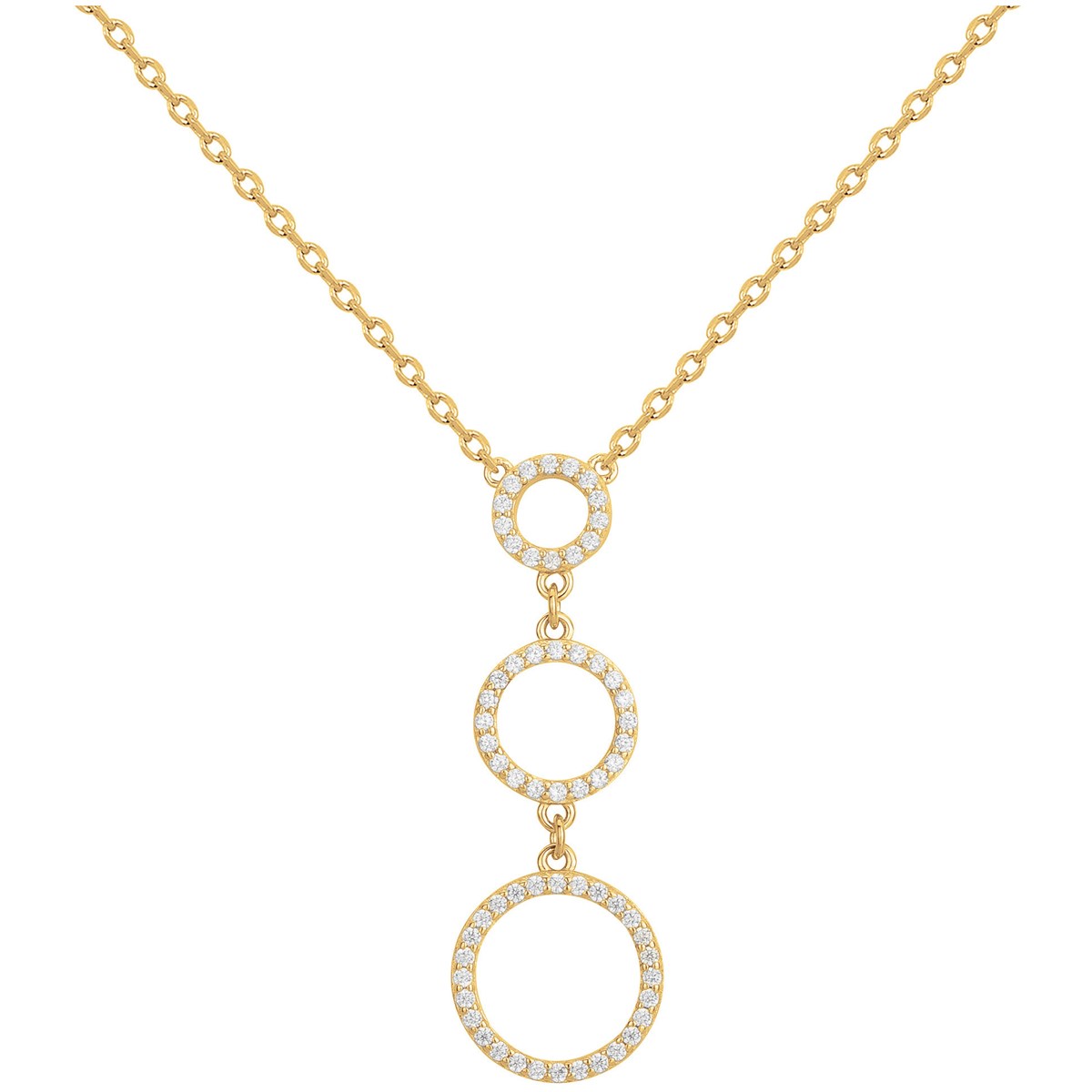 Collier Y en Plaqué Or avec oxyde de zirconium blanc