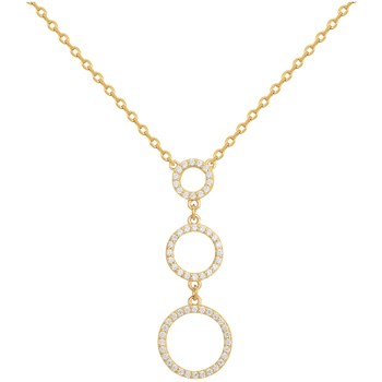 Collier Y en Plaqué Or avec oxyde de zirconium blanc