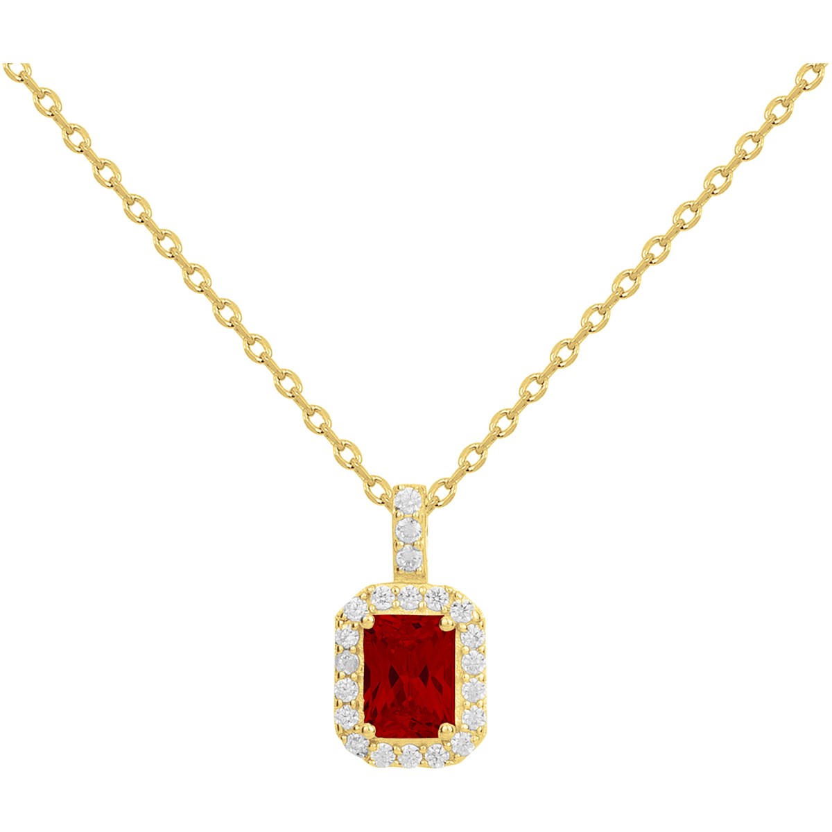 Collier mono-motif en Plaqué Or avec spinelle rouge rubis