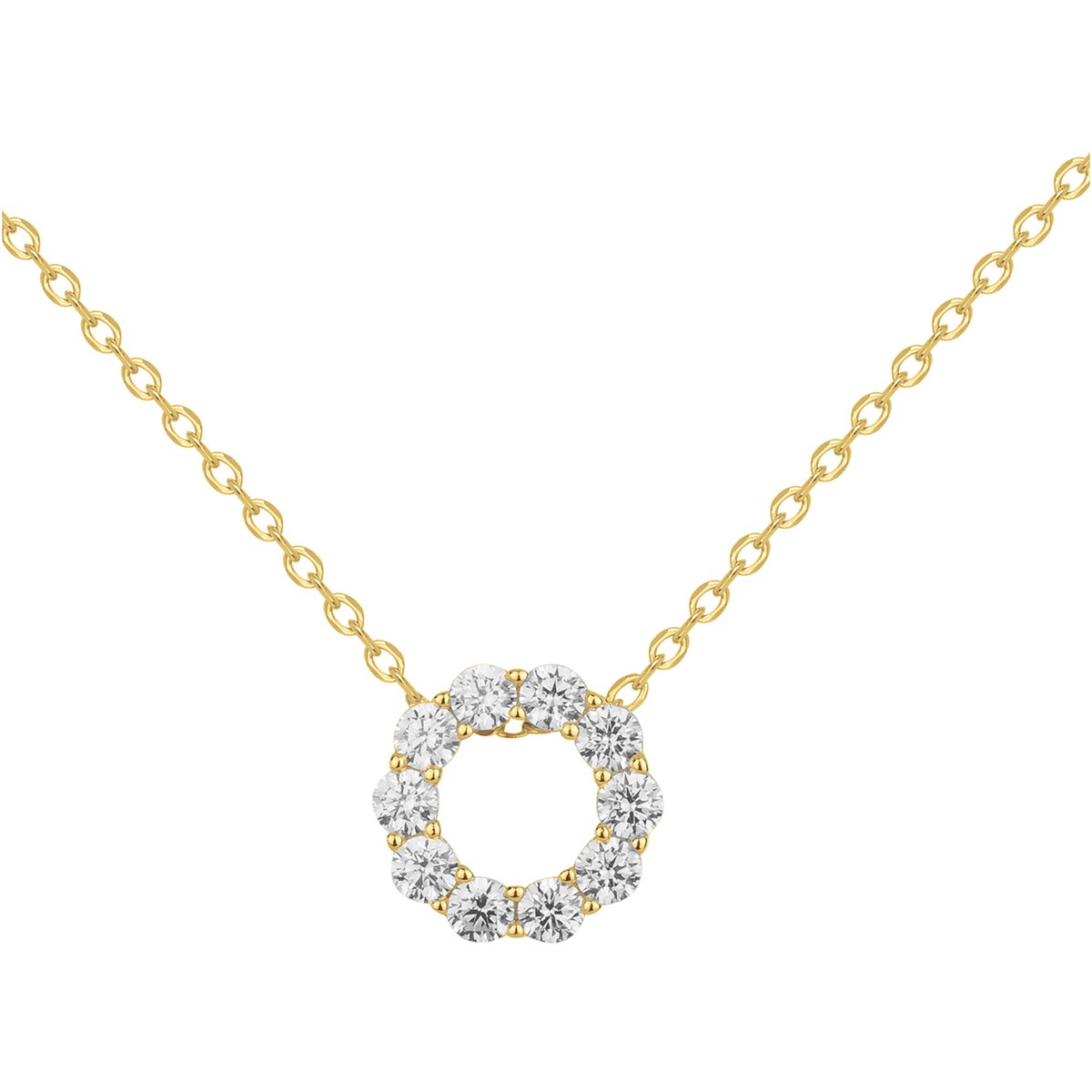 Collier mono-motif en Plaqué Or avec oxyde de zirconium blanc