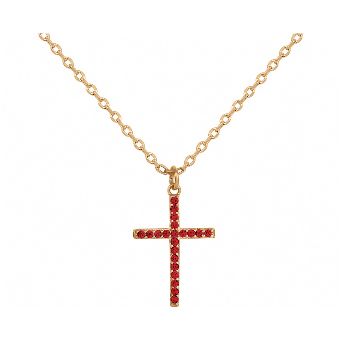 Collier mono-motif en Plaqué Or avec oxyde de zirconium rouge rubis