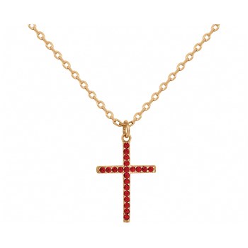 Collier mono-motif en Plaqué Or avec oxyde de zirconium rouge rubis