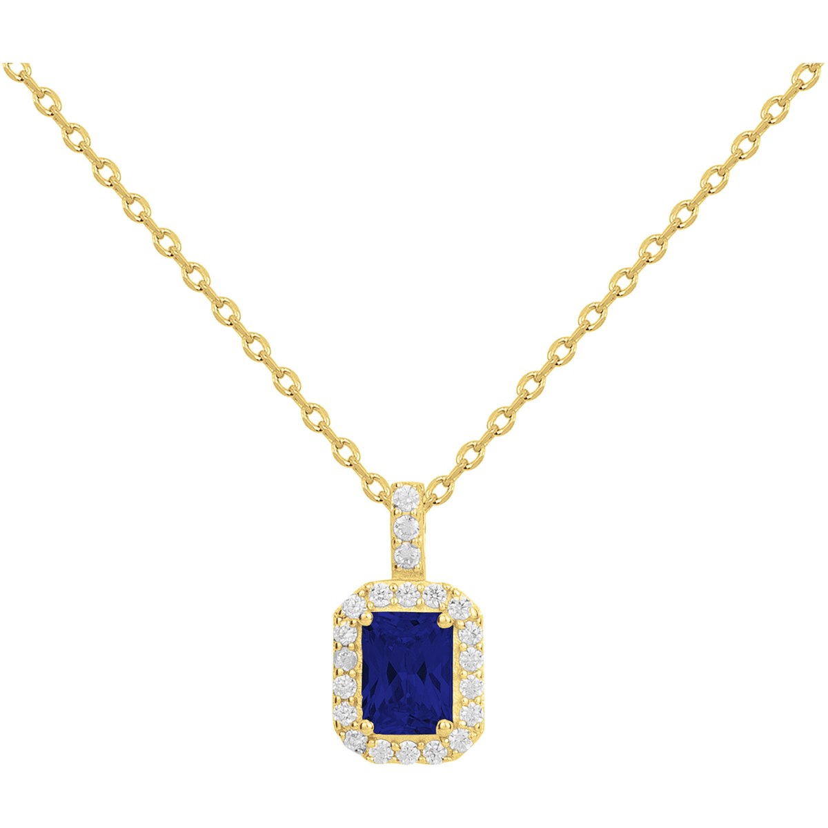 Collier mono-motif en Plaqué Or avec spinelle bleu saphir
