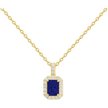 Collier mono-motif en Plaqué Or avec oxyde de zirconium bleu saphir
