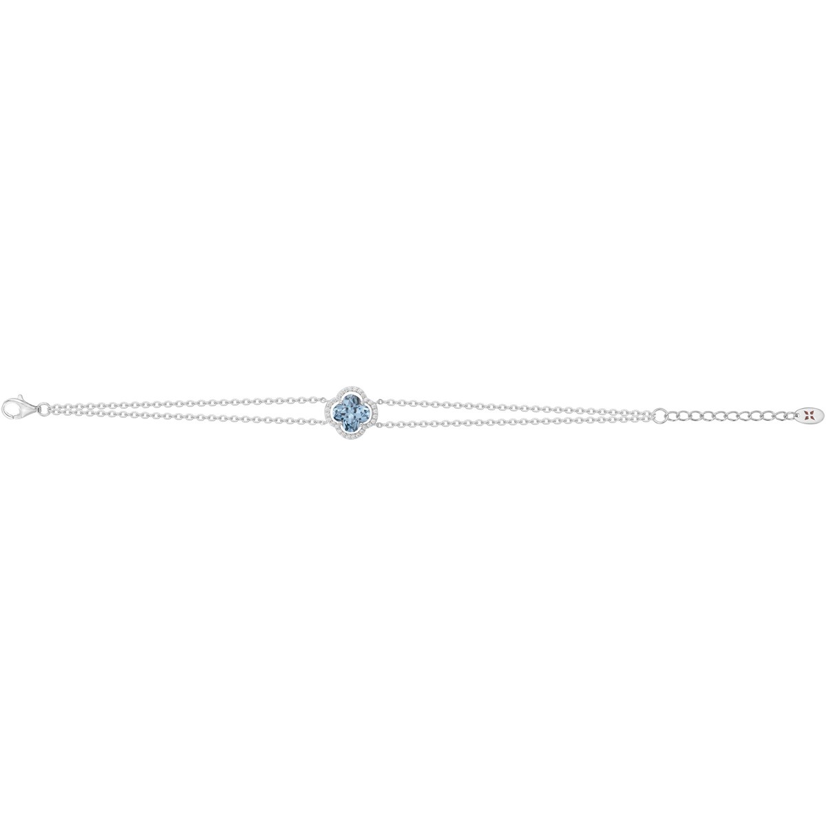 Bracelet souple mono-motif Thérèse en Argent avec oxyde de zirconium bleu topaze