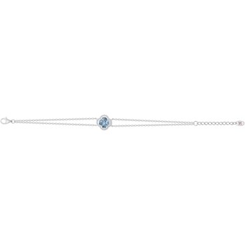 Bracelet souple mono-motif Thérèse en Argent avec oxyde de zirconium bleu topaze